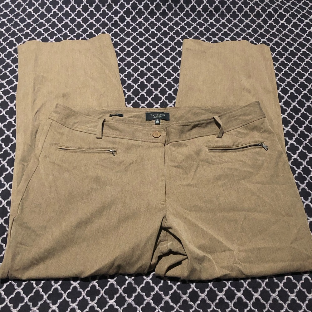 Talbots Signature Pants 18 Brown Khaki Zipper Pockets Academia Career Office X33
